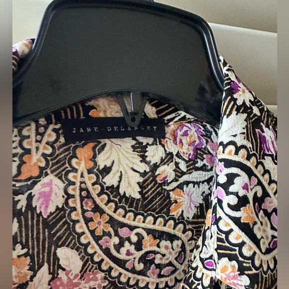 Jane & Delancey Floral Womans Blouse Tunic Long Sleeve Paisley Pleaded front - Picture 5 of 13